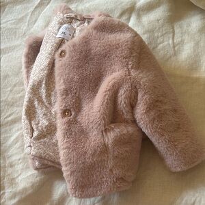 Zara Kids Blush Faux Fur Jacket
